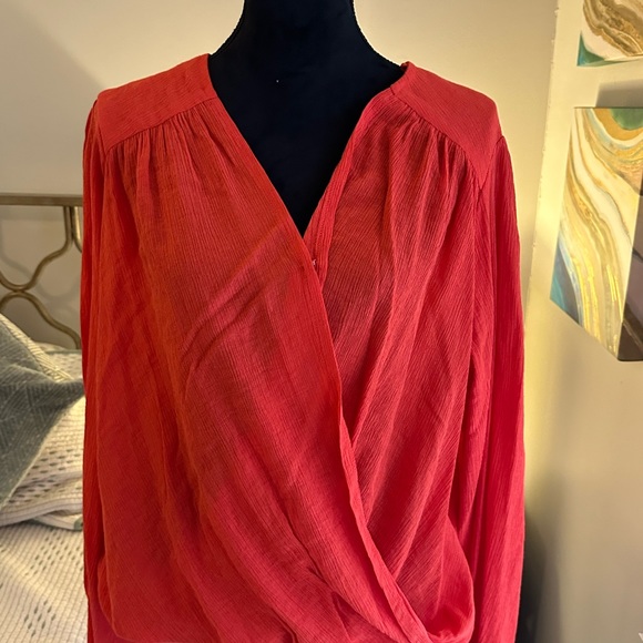 NWT Free People Wrap Front Top, Bright Red, Size Medium - Picture 4 of 9